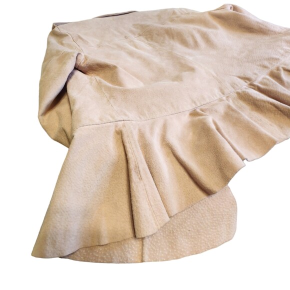 Pamela McCoy Women’s Pink Suede Leather Biker Jacket XS – Ruffle Hem Designer - Picture 13 of 16